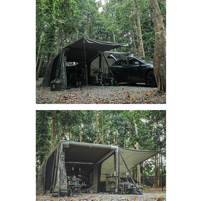 Tenda gonfiabile in campeggio in stile militare all'aperto